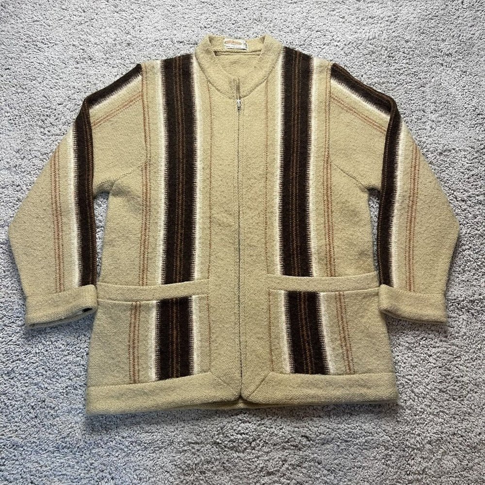 Vintage James Pringle Scotland Pure Wool Full Zip Jacket Sweater Mens 44